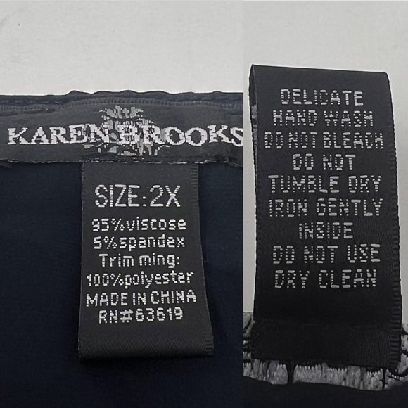 Karen Brooks Black Short Sleeve Tunic Top Size 2X Gold Stud Viscose Spandex Knit - Picture 7 of 12